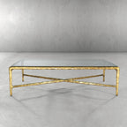 Thaddeus Metal Square Glass Coffee Table Hand-Forged Living Sofa Center Tea Table