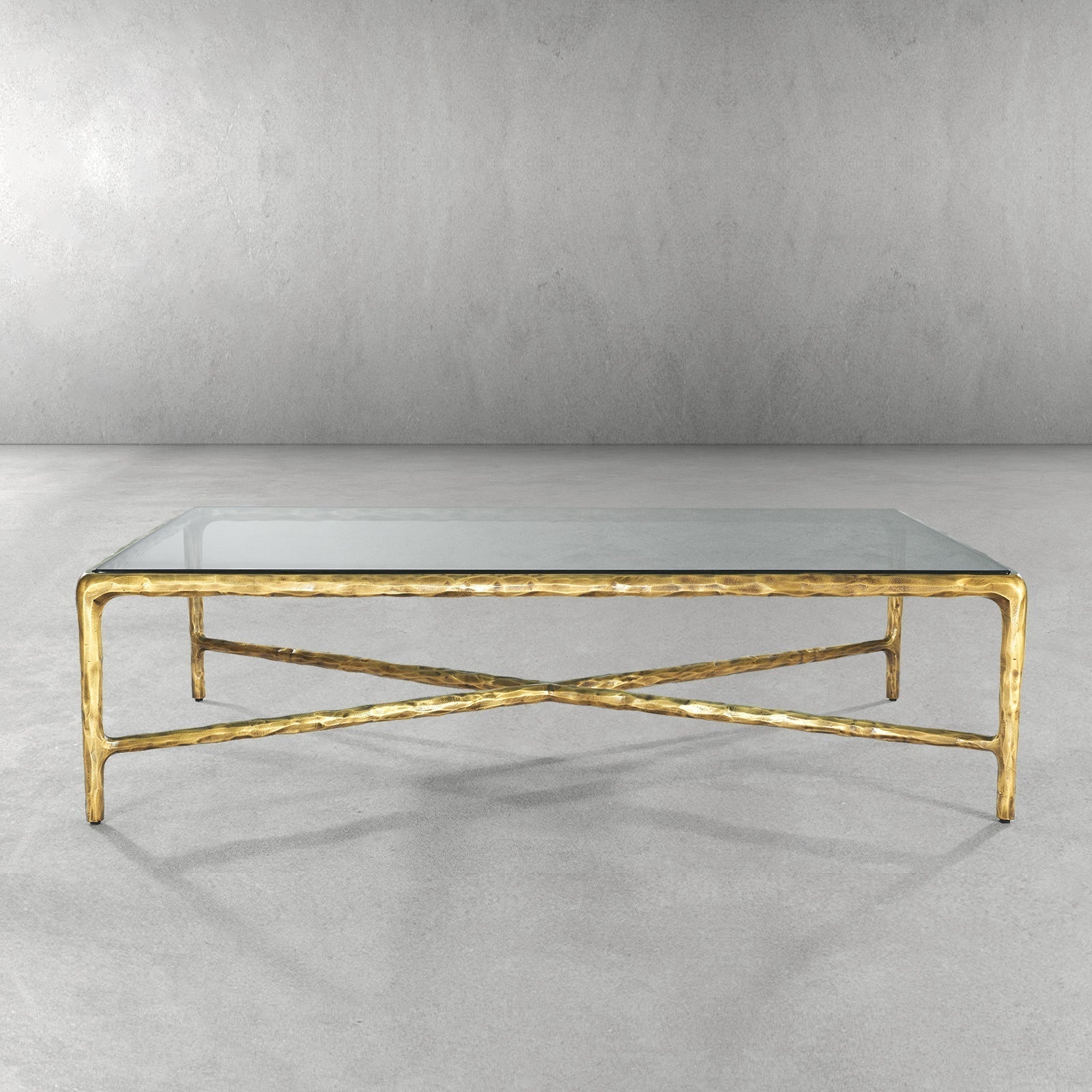 Thaddeus Metal Square Glass Coffee Table Hand-Forged Living Sofa Center Tea Table