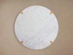 Pyet 48" Round Dining Table with Carrara Marble Top Solid Oak Base
