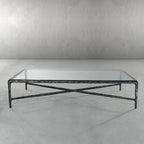 Thaddeus Metal Square Glass Coffee Table Hand-Forged Living Sofa Center Tea Table