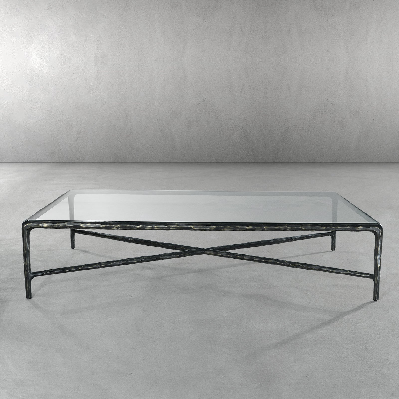 Thaddeus Metal Square Glass Coffee Table Hand-Forged Living Sofa Center Tea Table