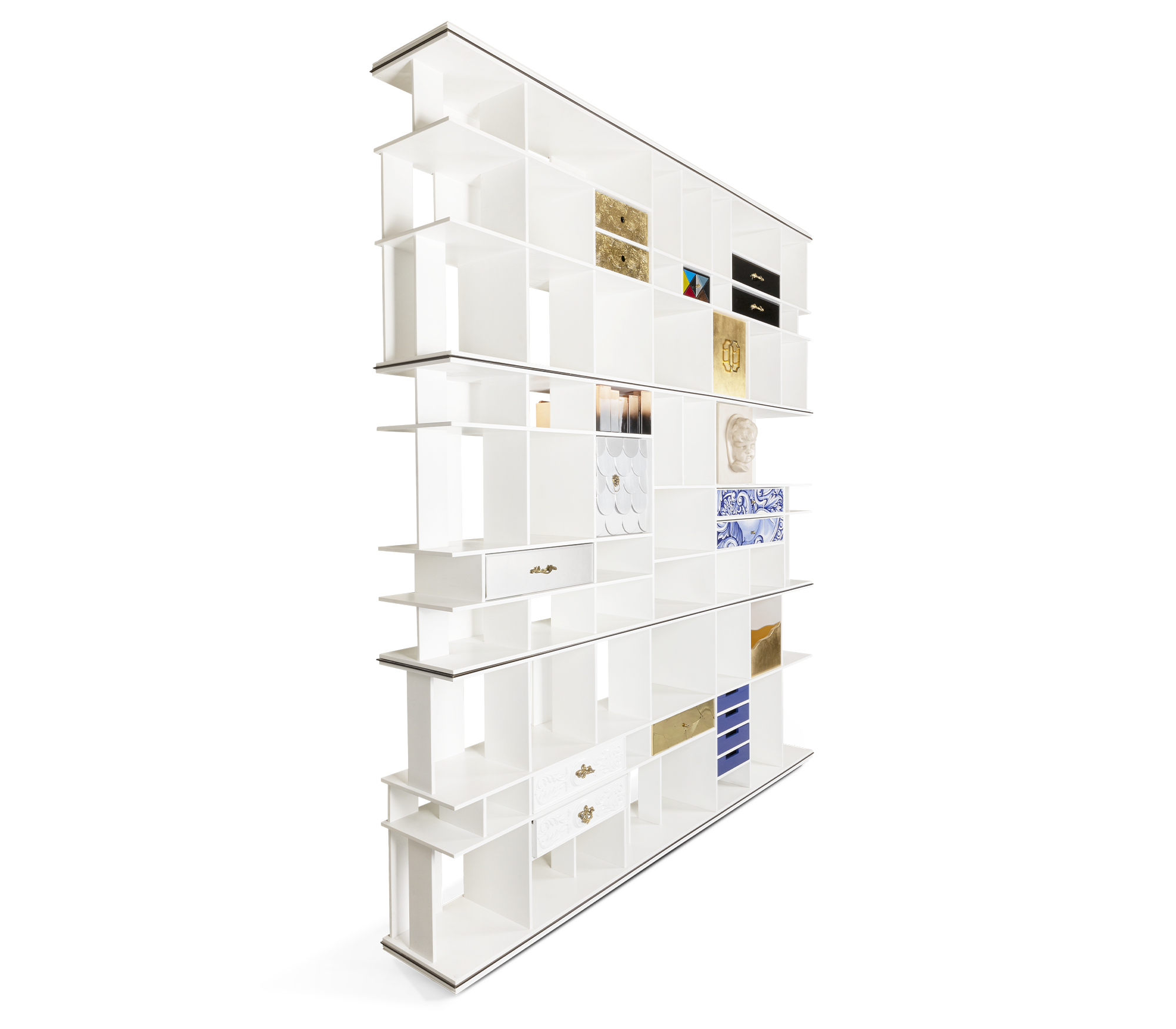 Luxury Glass Display Cabinet with Brass Accents, Curio Storage & Designer Shelving
