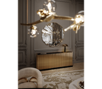 Luxury Brass Sideboard Cabinet with Sculptural Doors & Hidden Storage