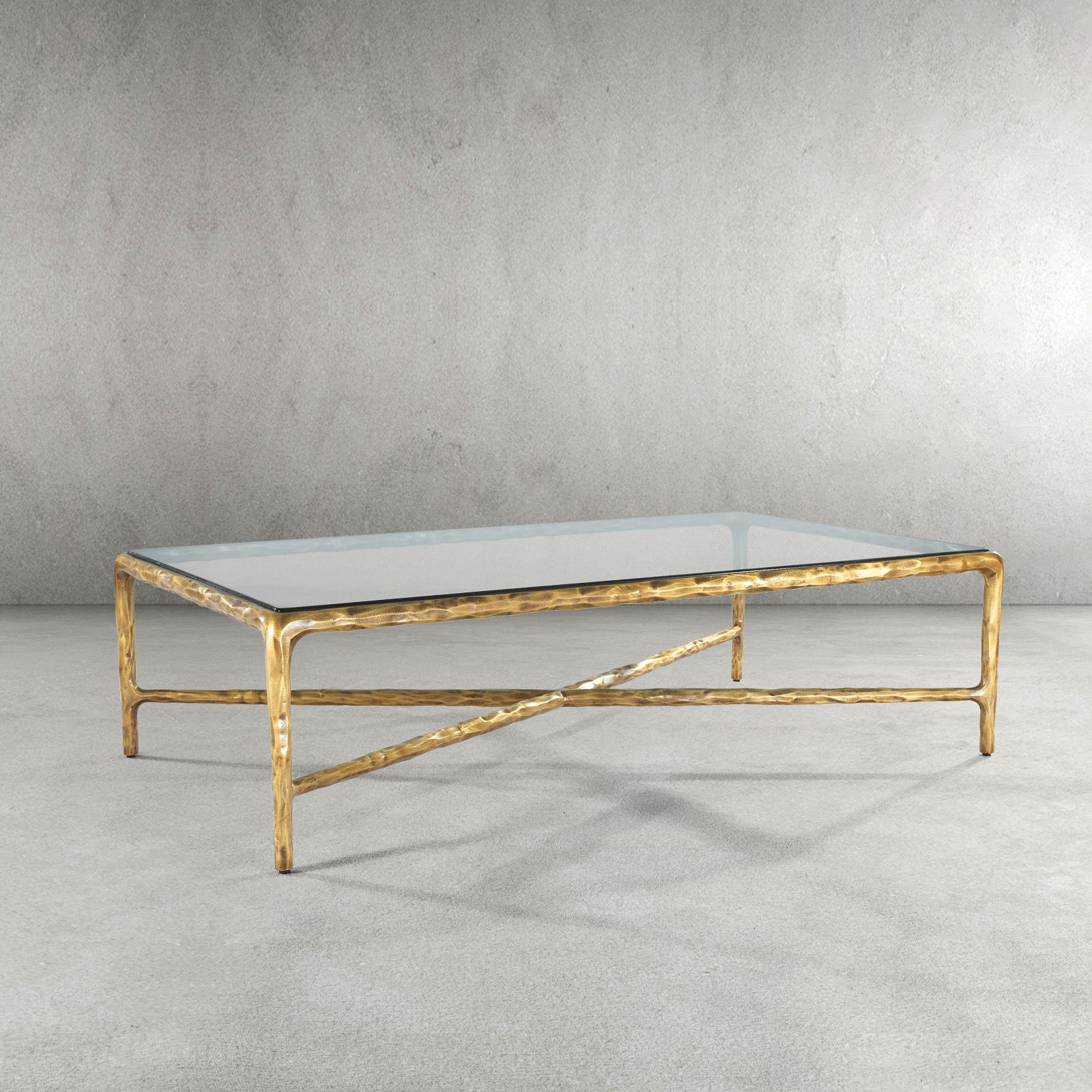 Thaddeus Metal Square Glass Coffee Table Hand-Forged Living Sofa Center Tea Table