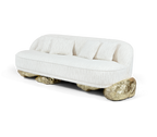 Luxury Sculptural Sofa with Polished Hammered Brass Base & Organic Curved Design