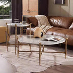 Thaddeus Metal Round Horn Marble Coffee Table & Side Table Hand-Forged Living Sofa Center Tea Table End Tables