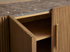 Astor Inset Marble Stone Top Buffet Sideboard Oak Wood TV Stand Unit Entryways Storage Cabinet