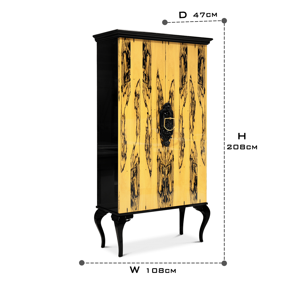 Luxury Sculptural Display Cabinet with Glass Shelves & Designer Storage