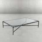 Thaddeus Metal Square Glass Coffee Table Hand-Forged Living Sofa Center Tea Table