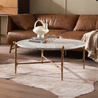 Thaddeus Metal Round Horn Marble Coffee Table & Side Table Hand-Forged Living Sofa Center Tea Table End Tables