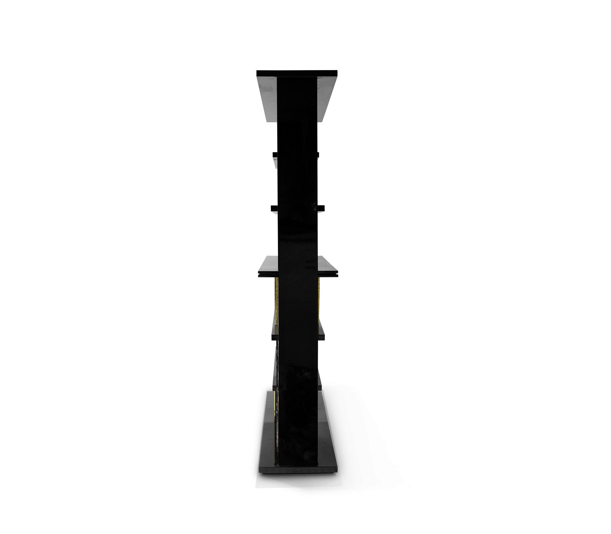 Luxury Double-Sided Bookcase with LED Lighting, Marble Shelves & Display Storage