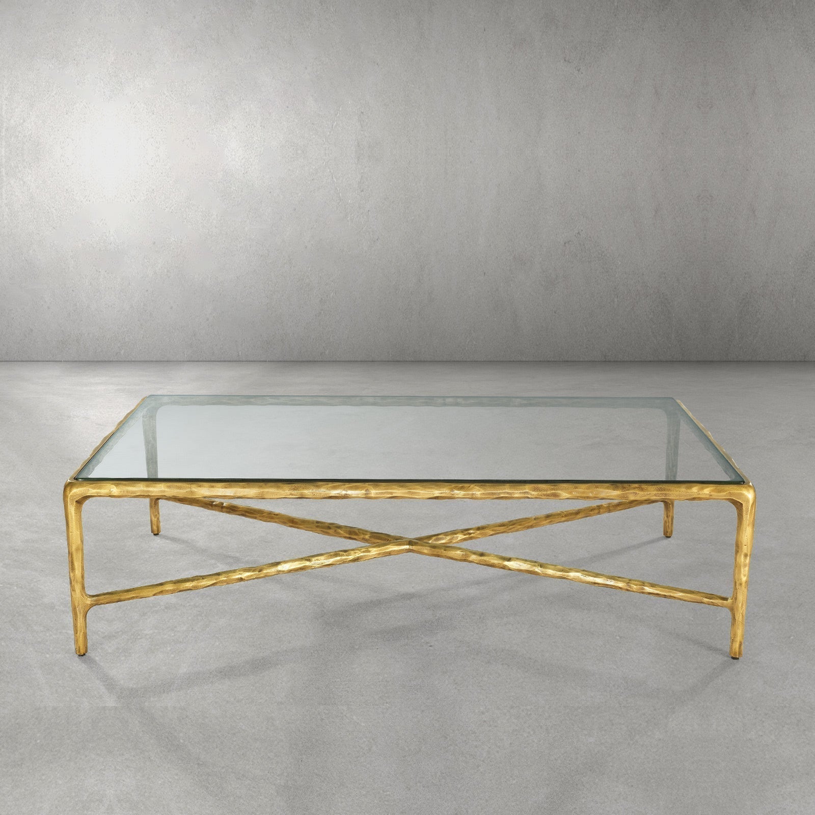 Thaddeus Metal Square Glass Coffee Table Hand-Forged Living Sofa Center Tea Table