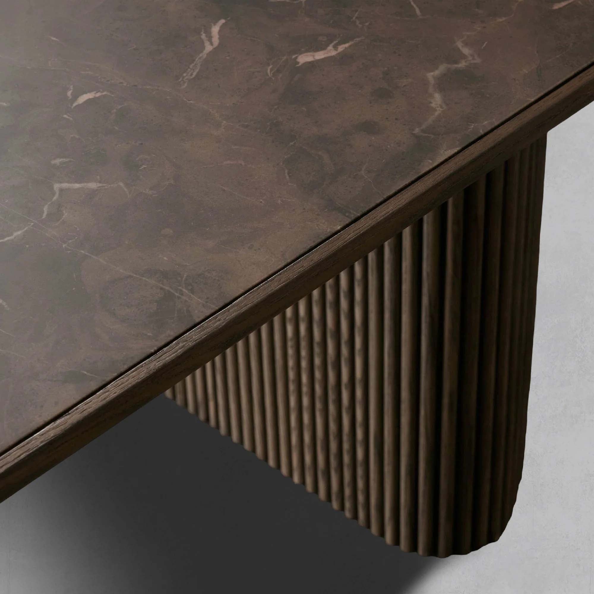 Astor Dining Table with Natural Marble Stone Top & Solid Oak Wood