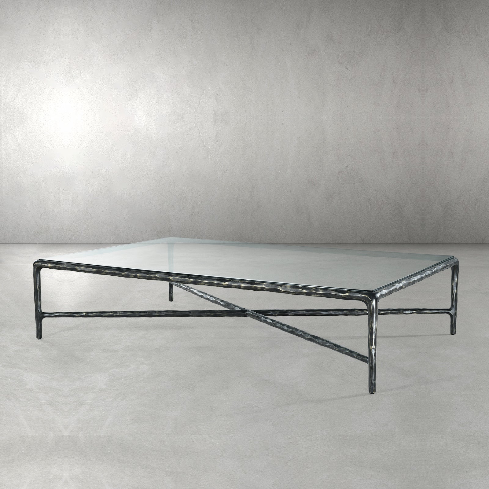 Thaddeus Metal Square Glass Coffee Table Hand-Forged Living Sofa Center Tea Table