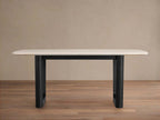 Saint Germain Stone Dining Table with Natural Marble Top Wood Rennes Metal Base