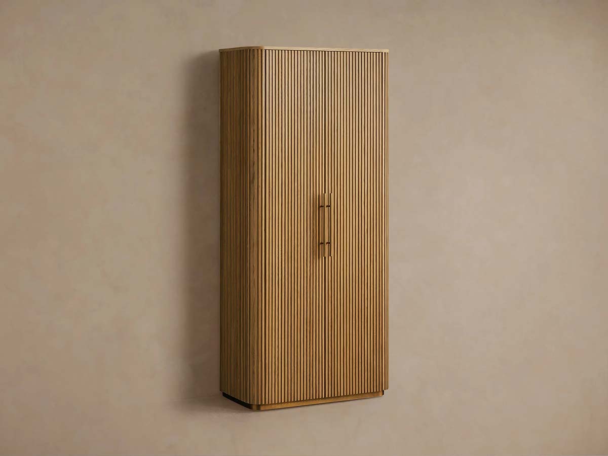 Finnley Wood Tall Cabinet Living Room Storage Cabinet with Doors Minimalist Modern Style