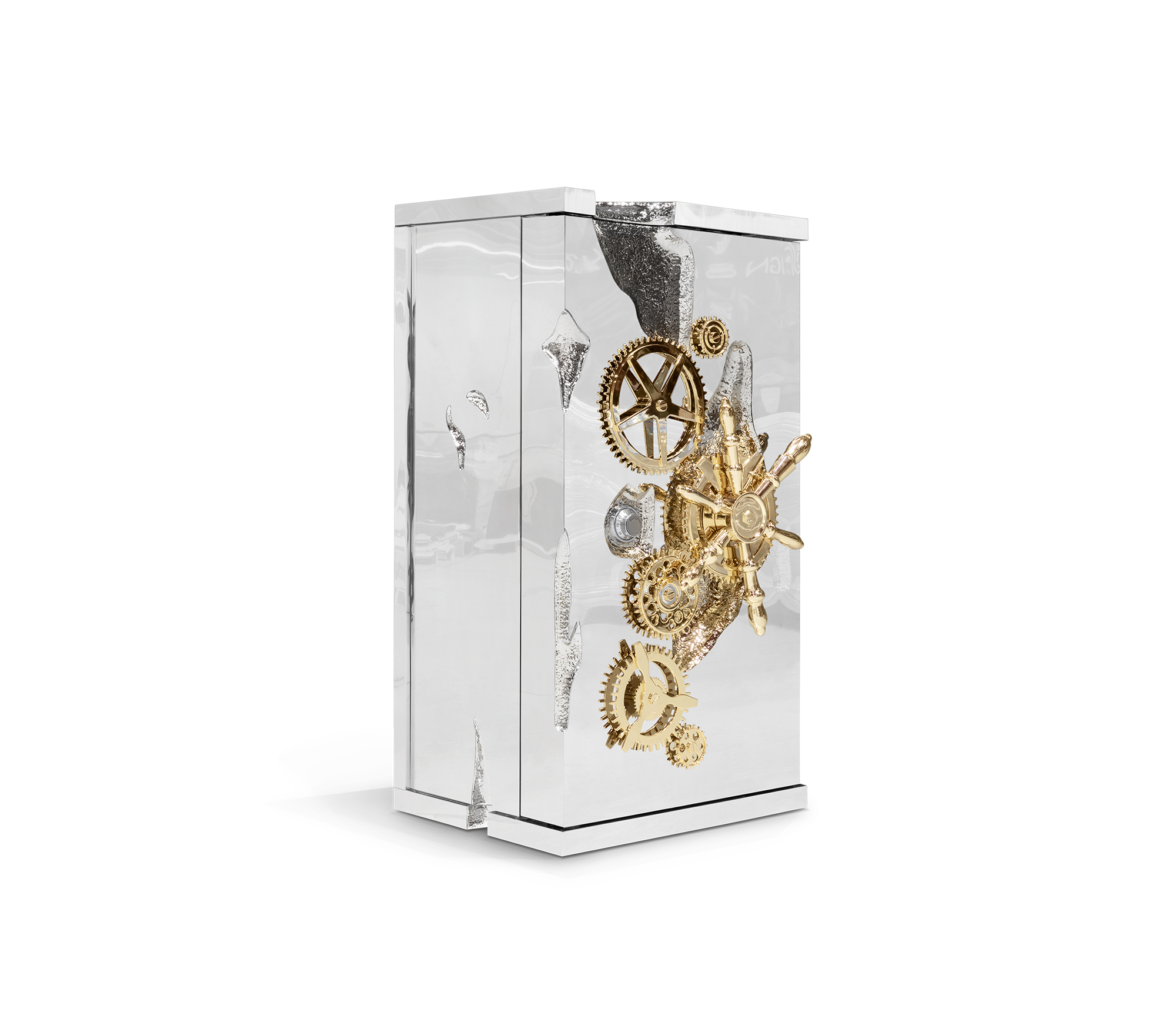 Luxury Collectible Vault Safe with Gold-Plated Finish & Secret Dial Lock System