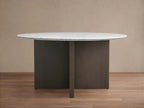 Saint Germain Round Marble Stone Dining Table with Clement Base