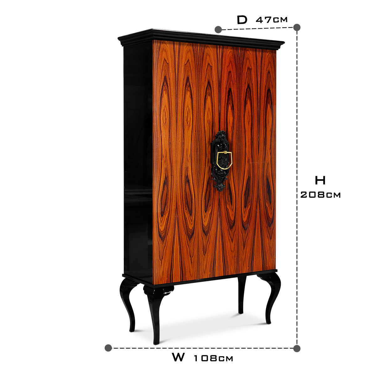 Luxury Sculptural Display Cabinet with Glass Shelves & Designer Storage