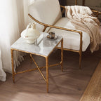 Thaddeus Mabrble Top Square Side Table 18" 22"