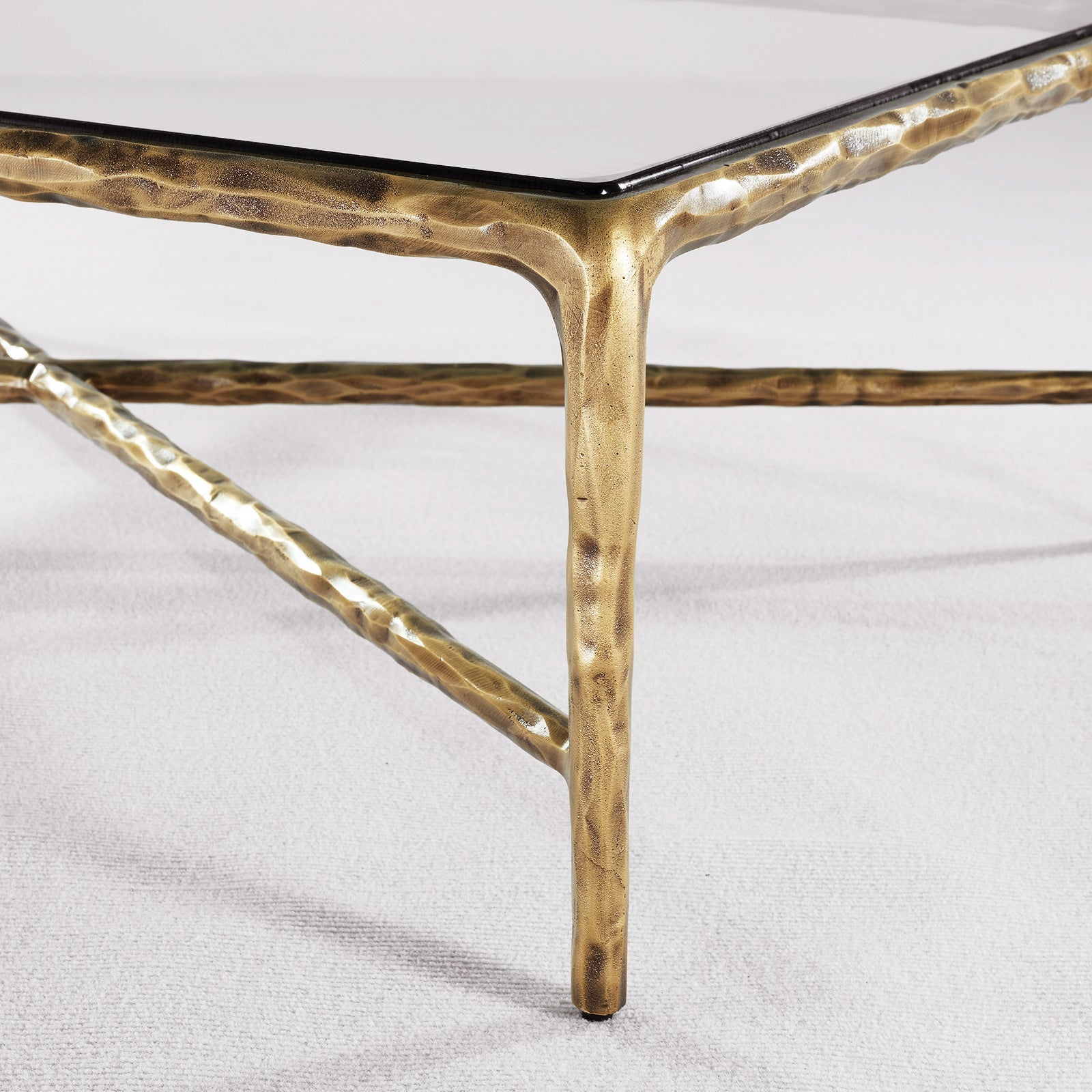 Thaddeus Metal Square Glass Coffee Table Hand-Forged Living Sofa Center Tea Table