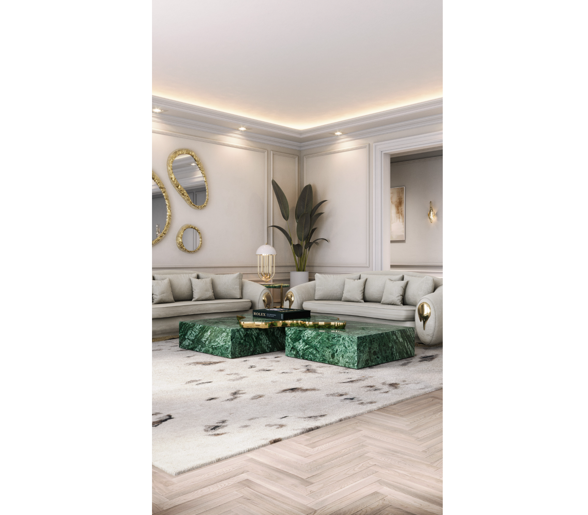 Luxury Black & White Coffee Table with Sculptural Design & High Gloss Finish