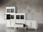 Rowan Modular Wall Unit Storage System Wood Tall Display Cabinet with Reeded Glass Doors