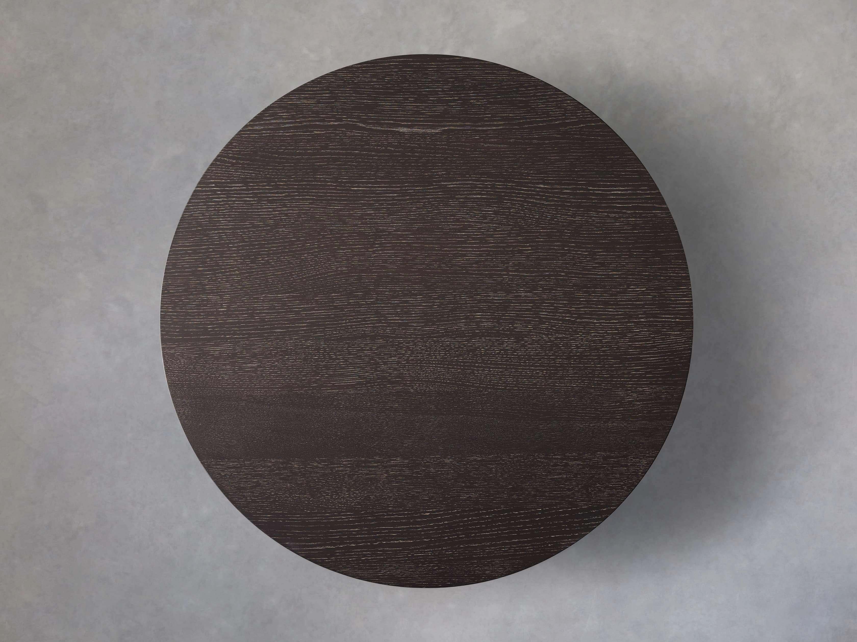 Sullivan Round Plinth Coffee Table Wood Oak Sofa Center Tea Table