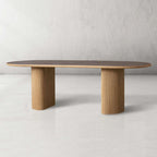 Astor Dining Table with Natural Marble Stone Top & Solid Oak Wood