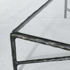 Thaddeus Metal Square Glass Coffee Table Hand-Forged Living Sofa Center Tea Table