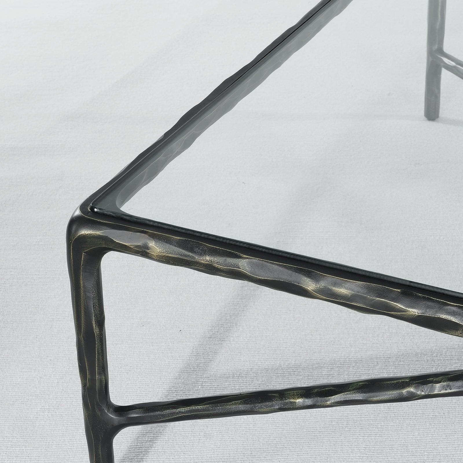 Thaddeus Metal Square Glass Coffee Table Hand-Forged Living Sofa Center Tea Table