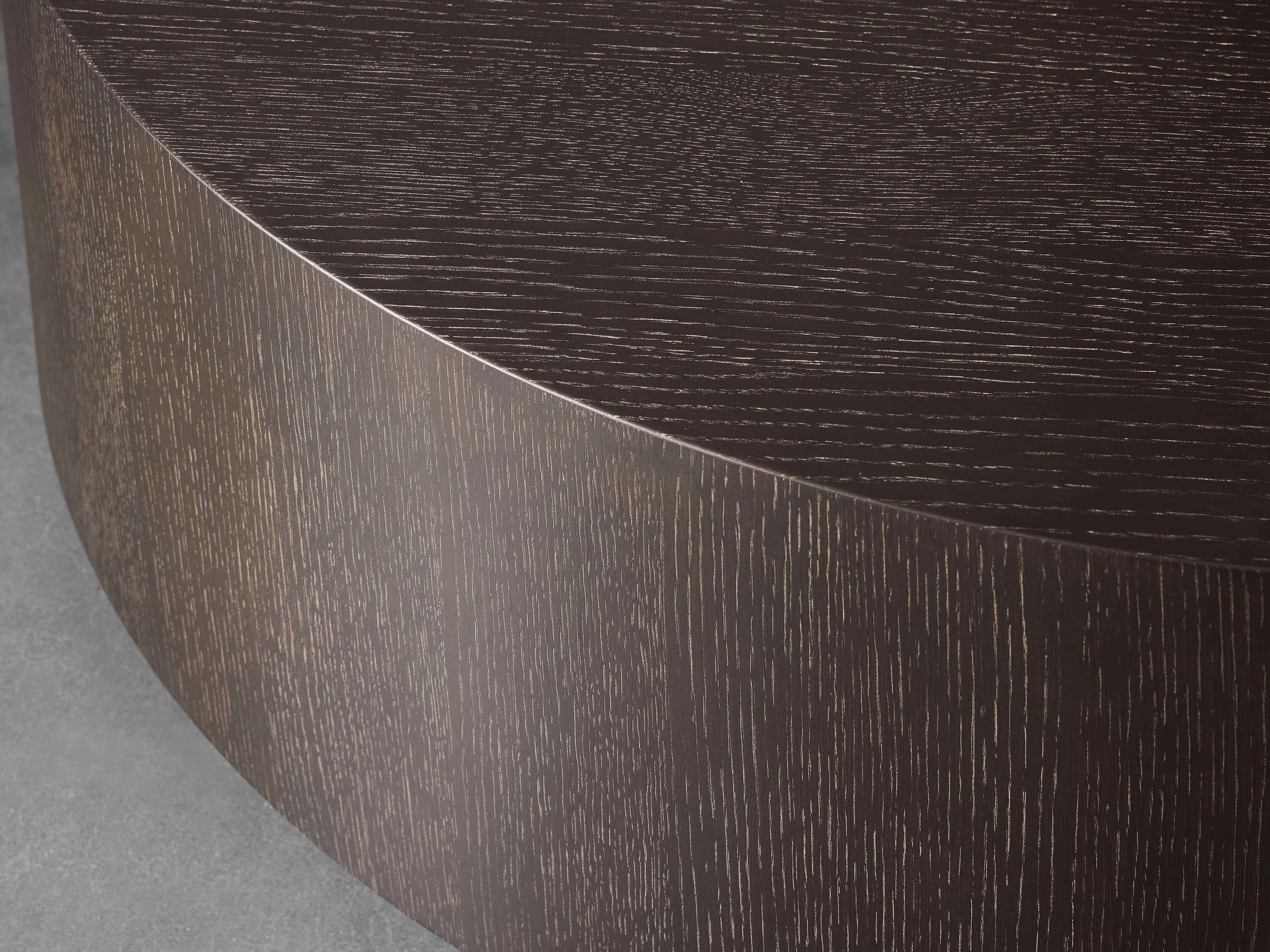 Sullivan Round Plinth Coffee Table Wood Oak Sofa Center Tea Table