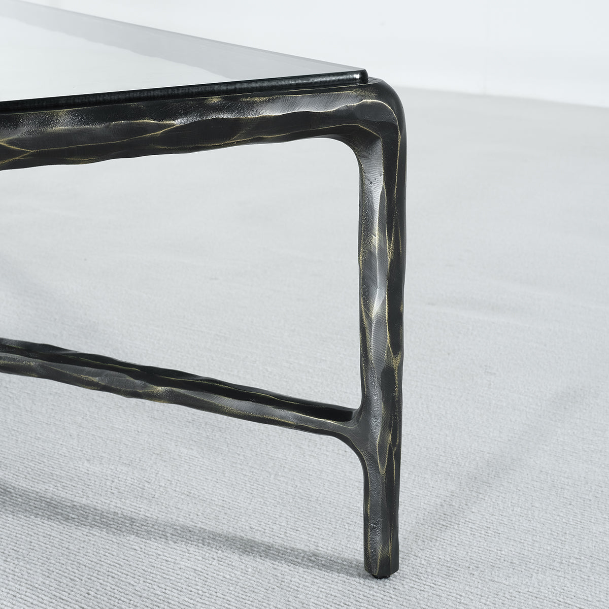 Thaddeus Metal Square Glass Coffee Table Hand-Forged Living Sofa Center Tea Table