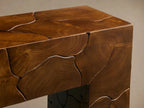 Kalmar Teak Heartwood Entrance Console Table Natural Style Hand-pieced Wood Hallway Entryway Table
