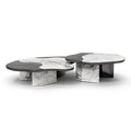 Luxury Calacatta Marble Coffee Table with Black Sculptural Base & Modern Design