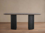 Saint Germain Stone Dining Table with Natural Marble Top Wood Dauphine Base