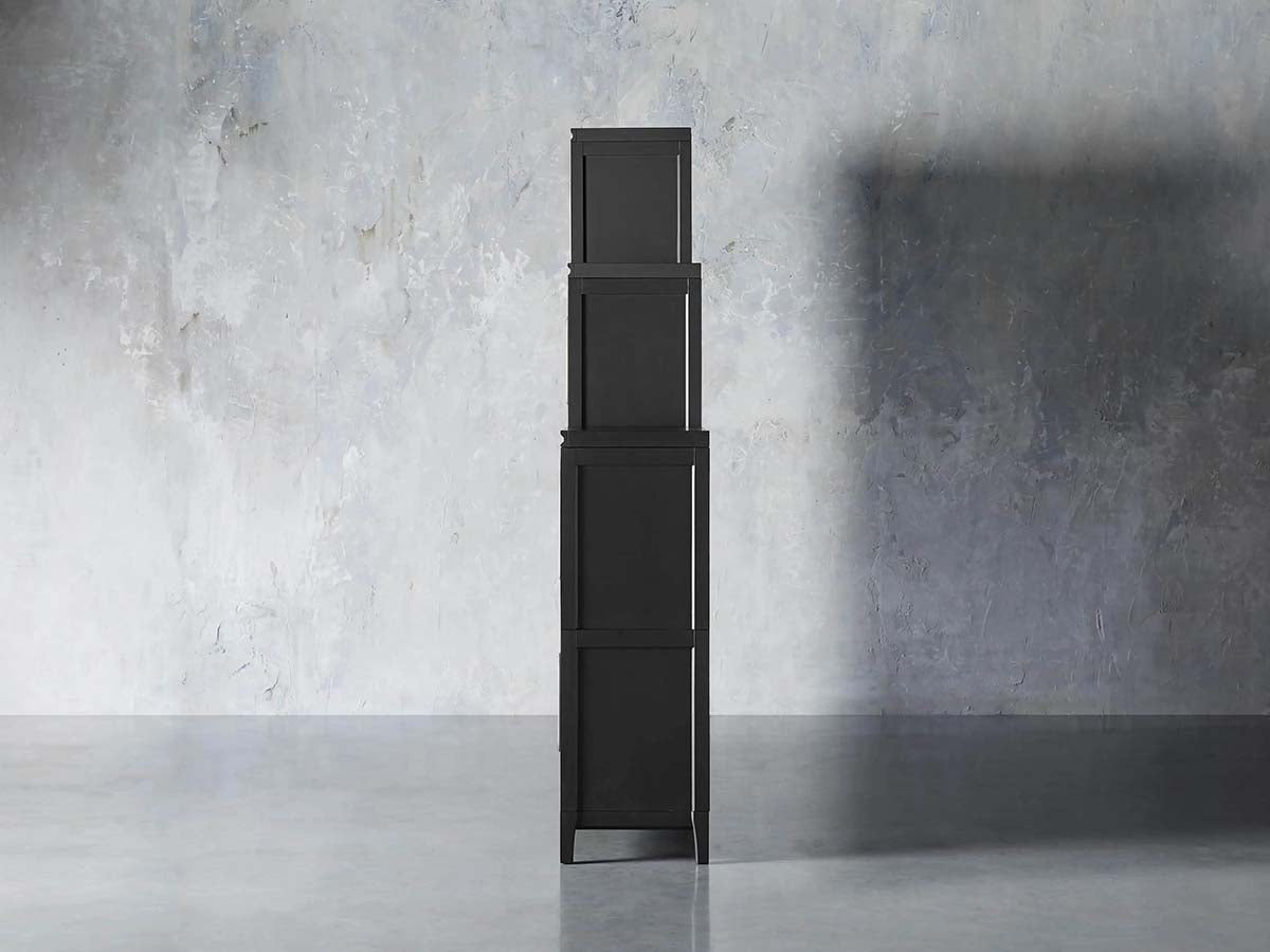 Rowan Modular Wall Unit Storage System Wood Tall Display Cabinet with Reeded Glass Doors