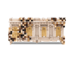 Luxury Mirrored Sideboard Buffet Cabinet with Gold Accents & Modern Storage