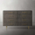 Finnley Wood Eight-Drawer Dresser with Marble or Bluestone Top Rural Chest Of 8-Drawers Cabinet