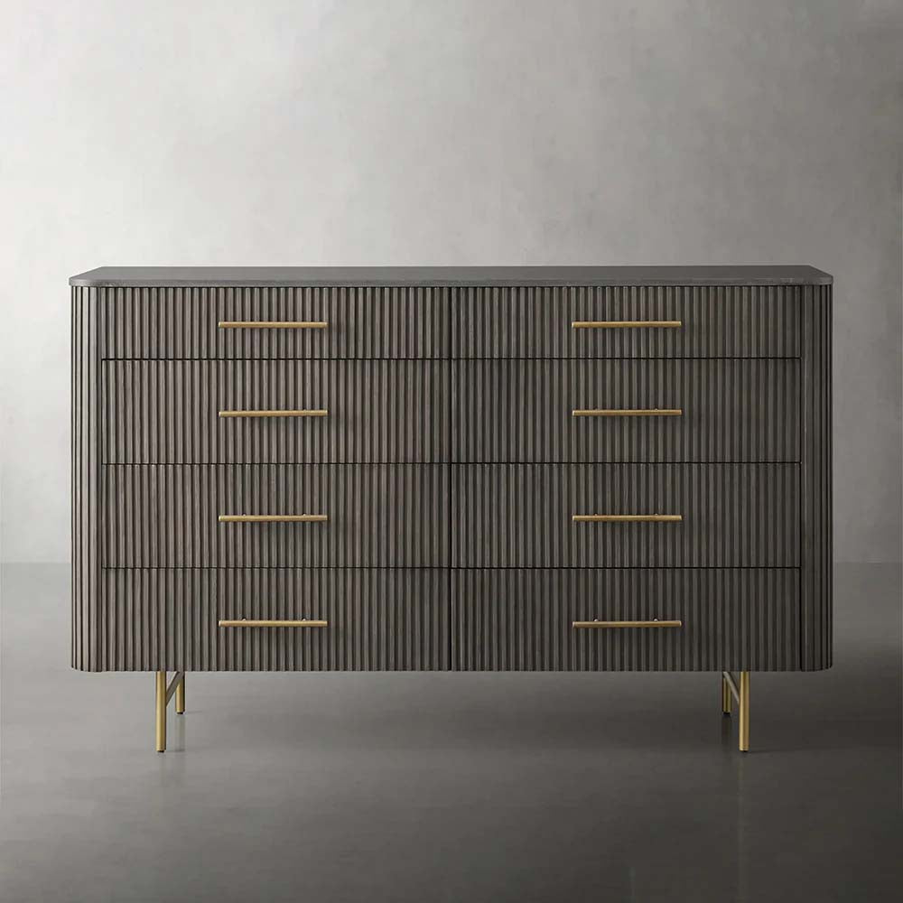 Finnley Wood Eight-Drawer Dresser with Marble or Bluestone Top Rural Chest Of 8-Drawers Cabinet