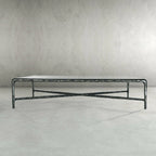 Thaddeus Metal Rectangular Glass Coffee Table Hand-Forged Living Sofa Center Tea Table