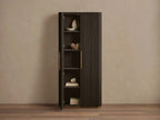 Finnley Wood Tall Cabinet Living Room Storage Cabinet with Doors Minimalist Modern Style