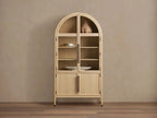 Hattie Glass Tall Display Cabinet Oak Wood Living Room Storage Cabinet Hattie Glass Tall Display Cabinet Arched with Solid Oak Wood Living Room Storage Cabinet