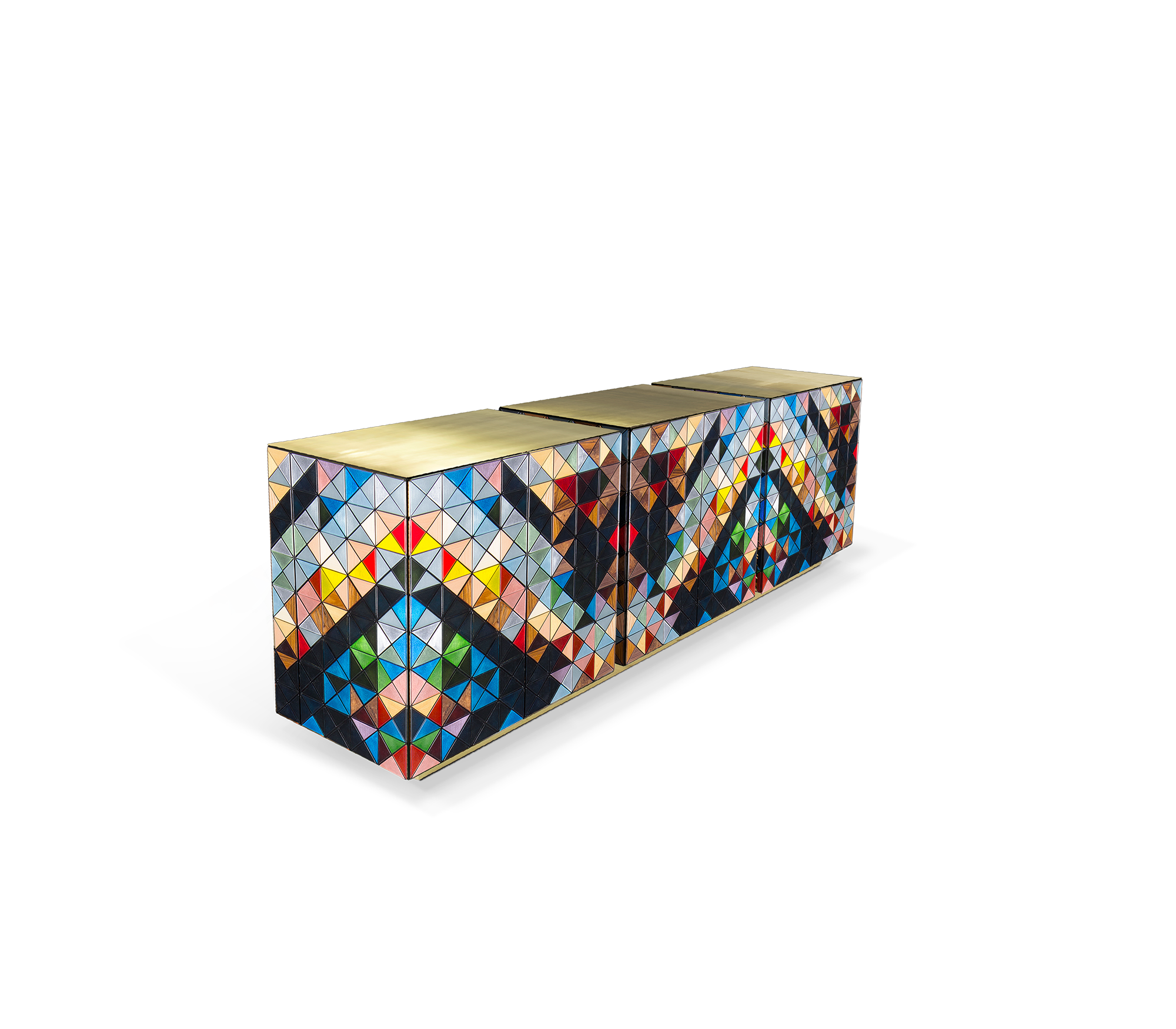 Luxury Anodized Metal Sideboard Cabinet with Pixel-Inspired Design & Hidden Storage