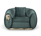 Luxury Sculptural Armchair with Polished Brass Accents & Vintage Contemporary Design