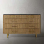 Finnley Wood Eight-Drawer Dresser with Marble or Bluestone Top Rural Chest Of 8-Drawers Cabinet