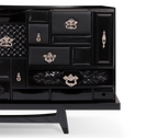 Luxury Black Sideboard Cabinet with Geometric Design & Hidden Storage