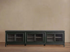 Rowan Wood TV Stand Unit Sideboard with Reeded Glass Doors Entrance Cabinet Modern Modular Media Console Storage Cabinet