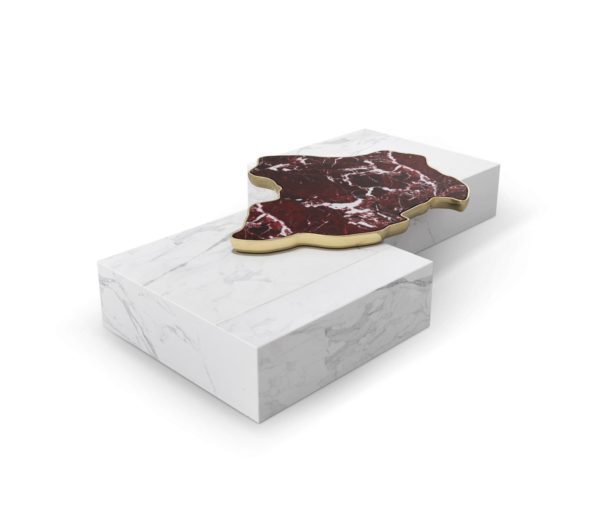 Luxury Black & White Coffee Table with Sculptural Design & High Gloss Finish
