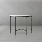 Thaddeus Metal Semi-Circle Marble Console Table Hand-Forged Entryways Entrance Table